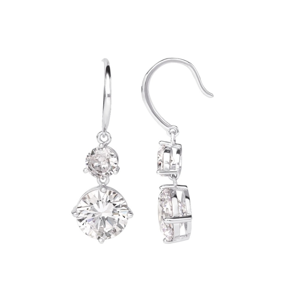 Believe by Brilliance diamond rhinestone silver teardrop dangle earrings✨